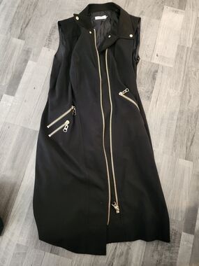 Calvin Klein Black Dress with Gold Hardware Full Zip Sz 14 NWT